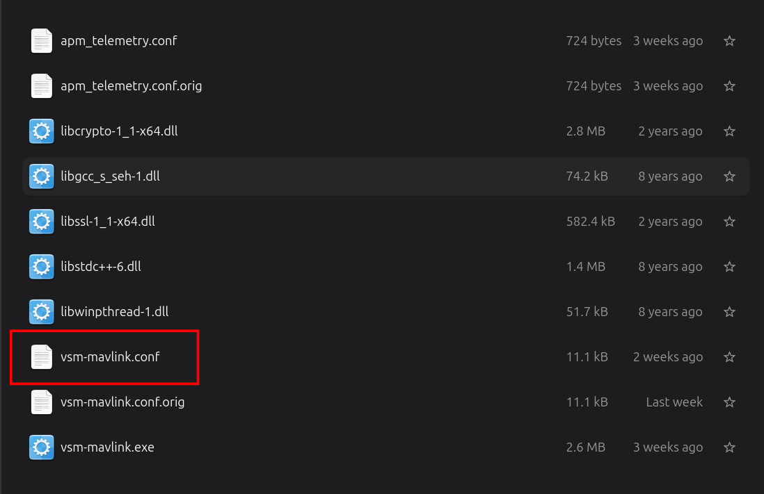 VSM configuration location
