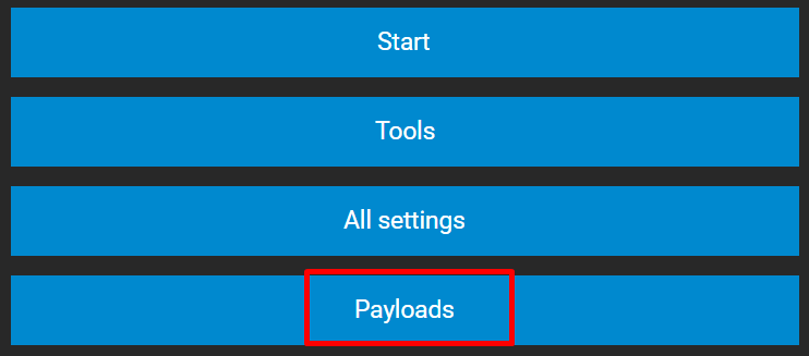 Payloads section CPM payloads button