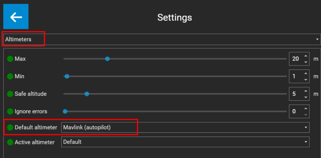 Default altimeter Mavlink ../../../images/default-mavlink.png